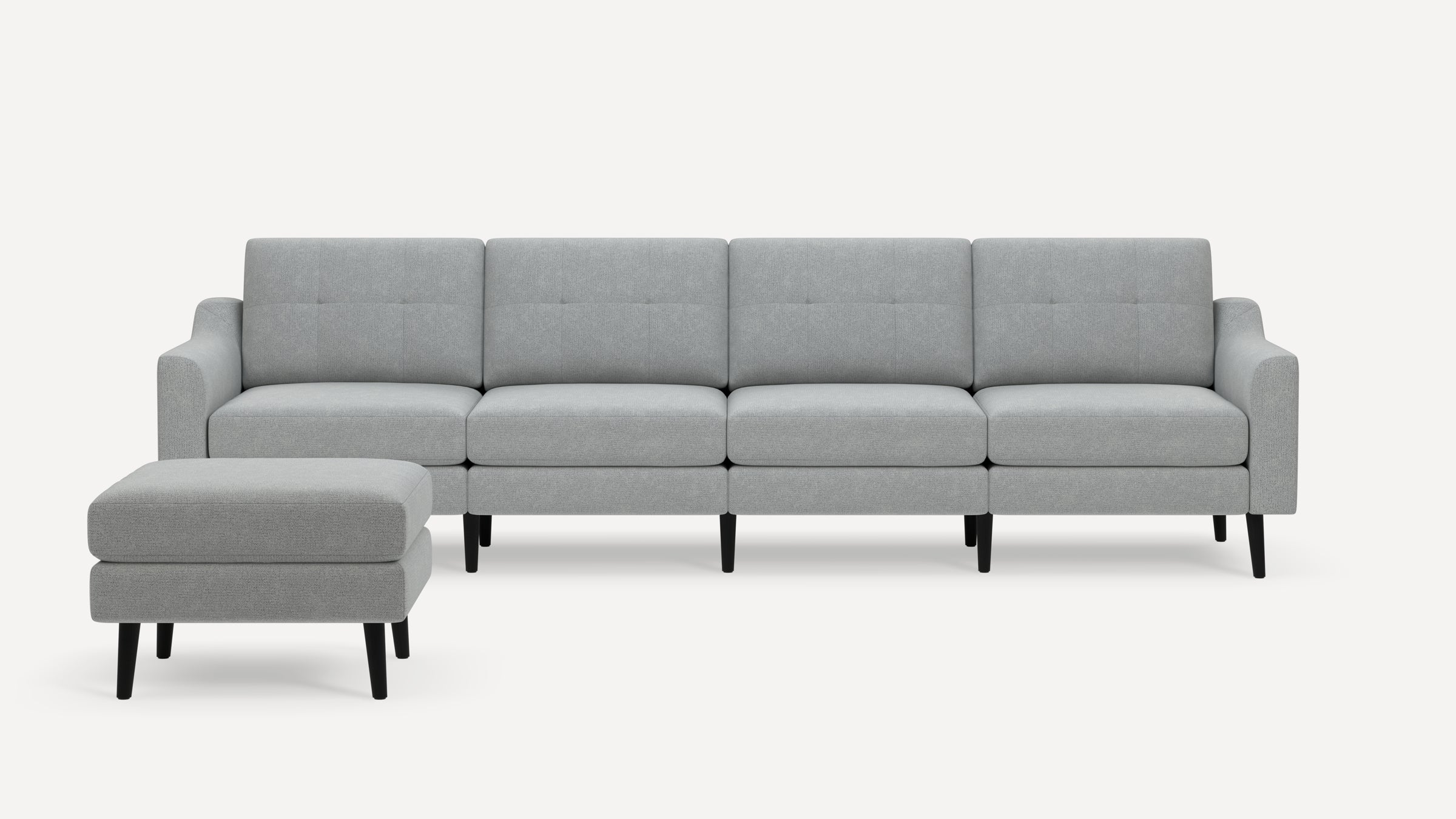 Nomad Plus King Sofa with Ottoman - Crushed Gravel - Performance Chenille / Ebony - Wood / Slope Arm