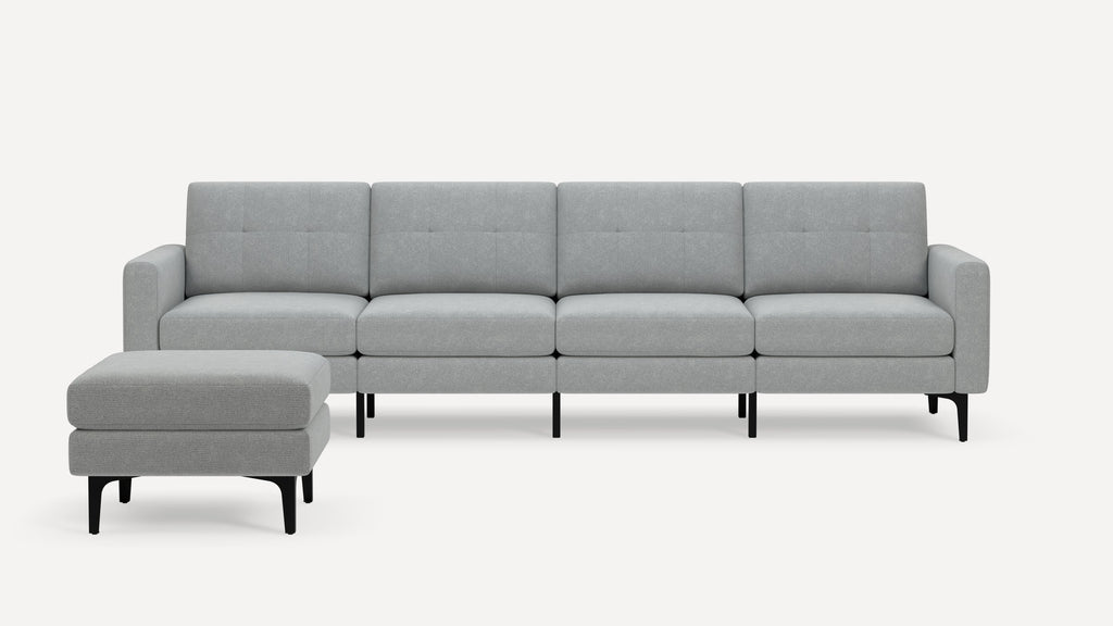 Nomad Plus King Sofa with Ottoman - Crushed Gravel - Performance Chenille / Black - Metal / Block Arm
