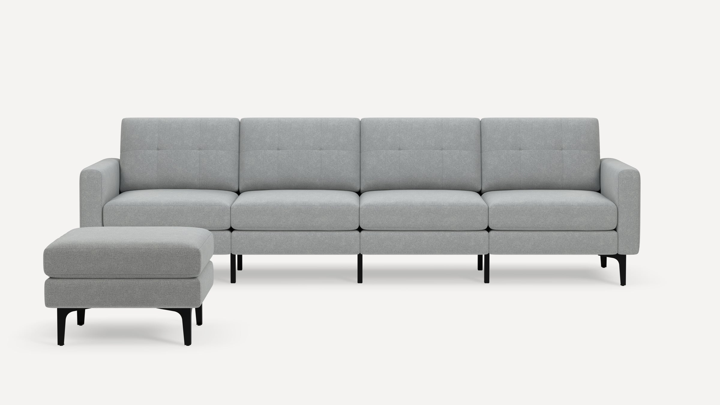 Nomad Plus King Sofa with Ottoman - Crushed Gravel - Performance Chenille / Black - Metal / Block Arm