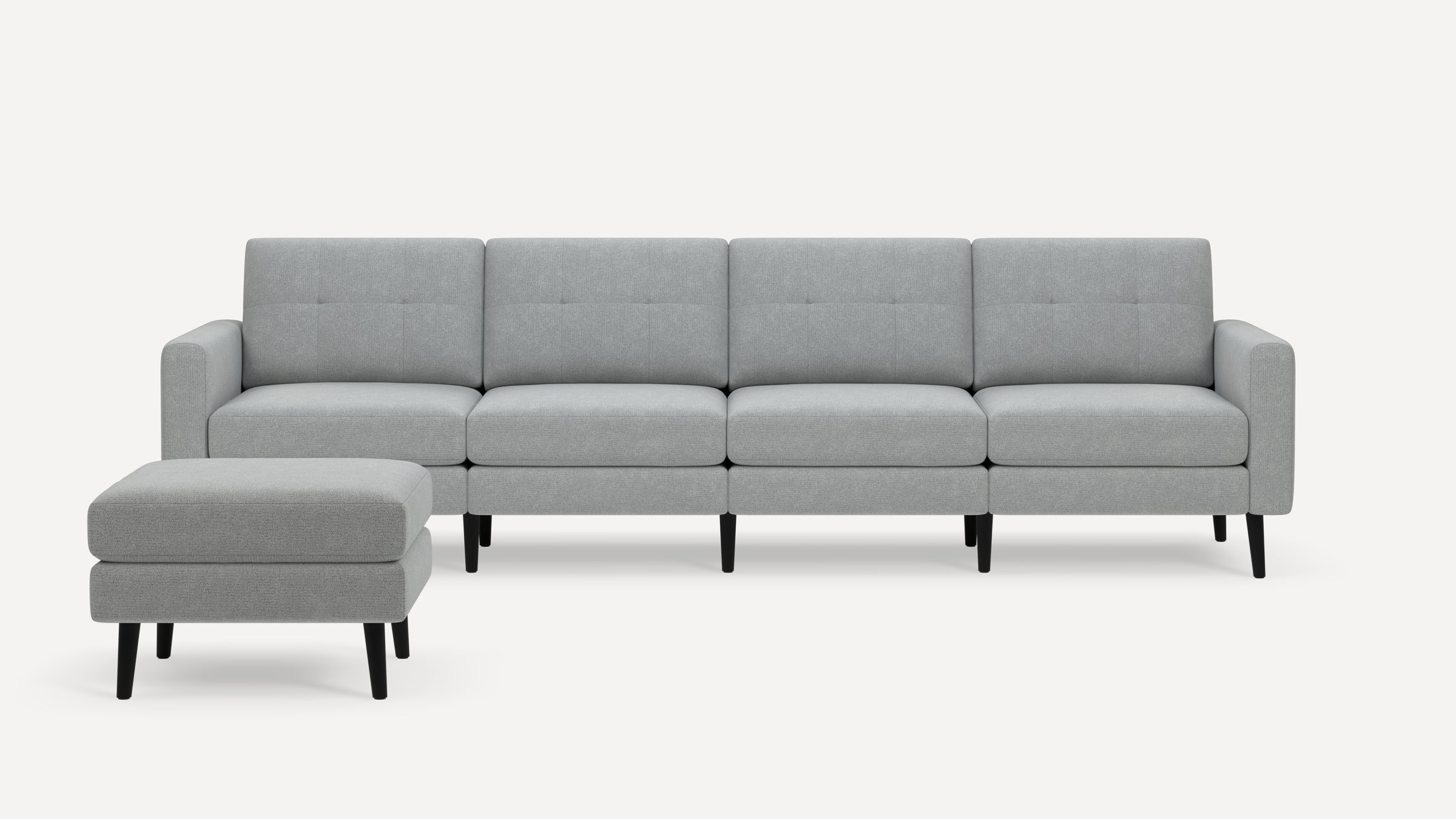 Nomad Plus King Sofa with Ottoman - Crushed Gravel - Performance Chenille / Ebony - Wood / Block Arm