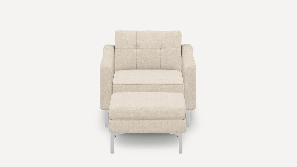 Nomad Plus Armchair with Ottoman - Georgia Clay - Performance Chenille / Chrome - Metal / Slope Arm
