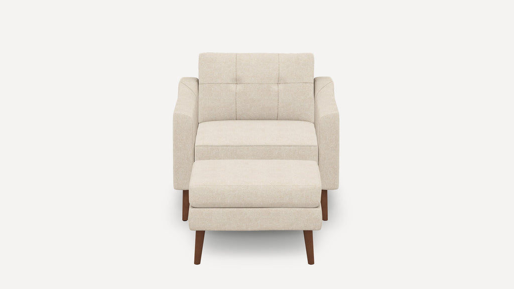 Nomad Plus Armchair with Ottoman - Georgia Clay - Performance Chenille / Walnut - Wood / Slope Arm