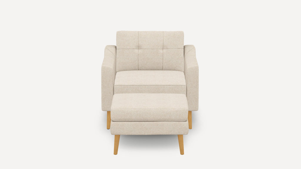 Nomad Plus Armchair with Ottoman - Georgia Clay - Performance Chenille / Oak - Wood / Slope Arm