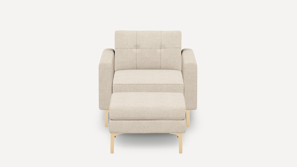 Nomad Plus Armchair with Ottoman - Georgia Clay - Performance Chenille / Brass - Metal / Block Arm