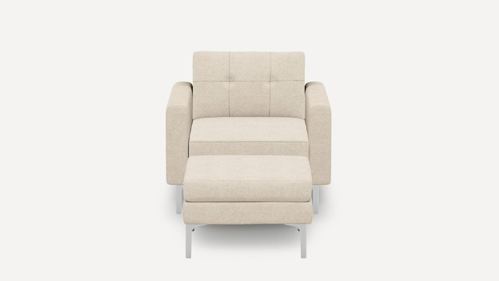 Nomad Plus Armchair with Ottoman - Georgia Clay - Performance Chenille / Chrome - Metal / Block Arm