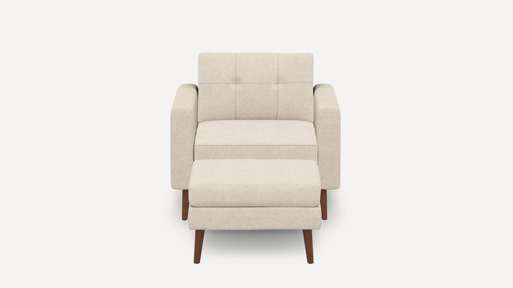 Nomad Plus Armchair with Ottoman - Georgia Clay - Performance Chenille / Walnut - Wood / Block Arm