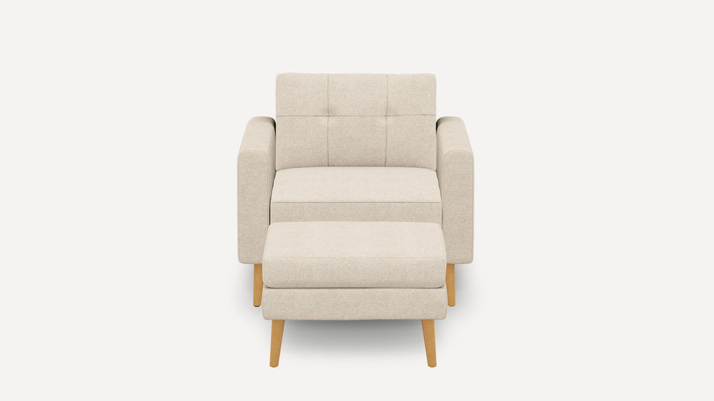 Nomad Plus Armchair with Ottoman - Georgia Clay - Performance Chenille / Oak - Wood / Block Arm