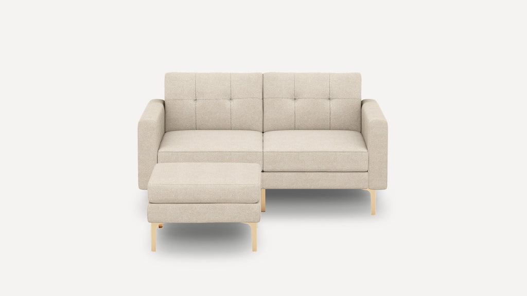 Nomad Plus Loveseat with Ottoman - Georgia Clay - Performance Chenille / Brass - Metal / Block Arm