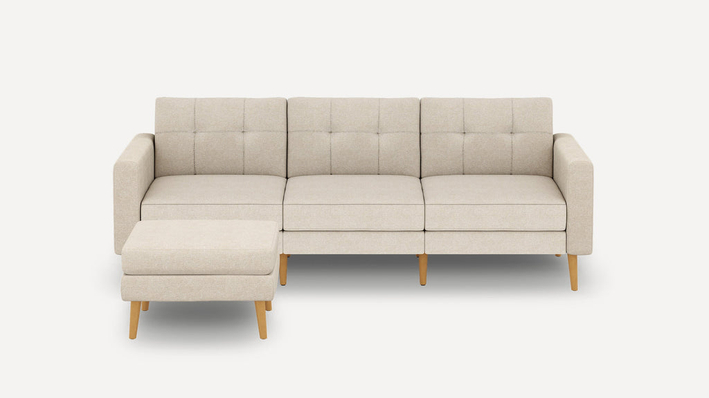 Nomad Plus Sofa with Ottoman - Georgia Clay - Performance Chenille / Oak - Wood / Block Arm