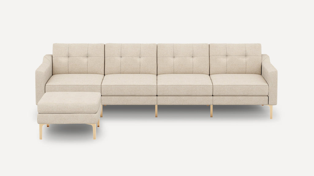 Nomad Plus King Sofa with Ottoman - Georgia Clay - Performance Chenille / Brass - Metal / Slope Arm