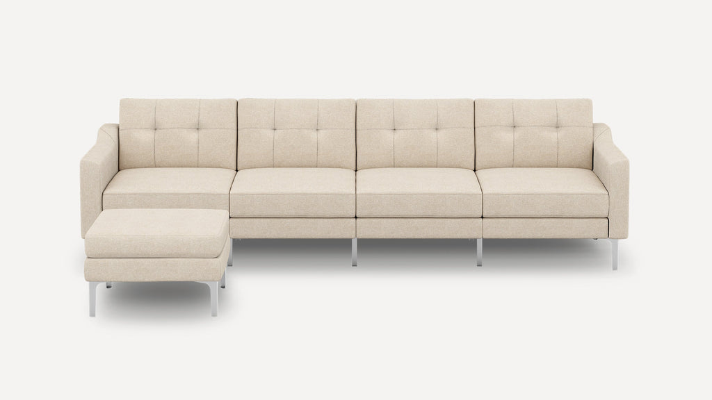 Nomad Plus King Sofa with Ottoman - Georgia Clay - Performance Chenille / Chrome - Metal / Slope Arm