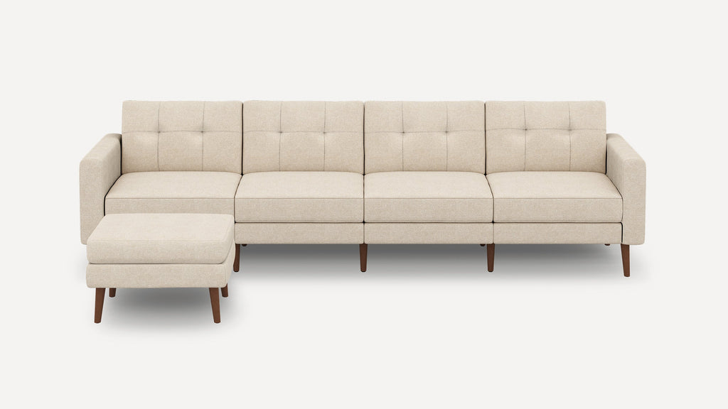 Nomad Plus King Sofa with Ottoman - Georgia Clay - Performance Chenille / Walnut - Wood / Block Arm