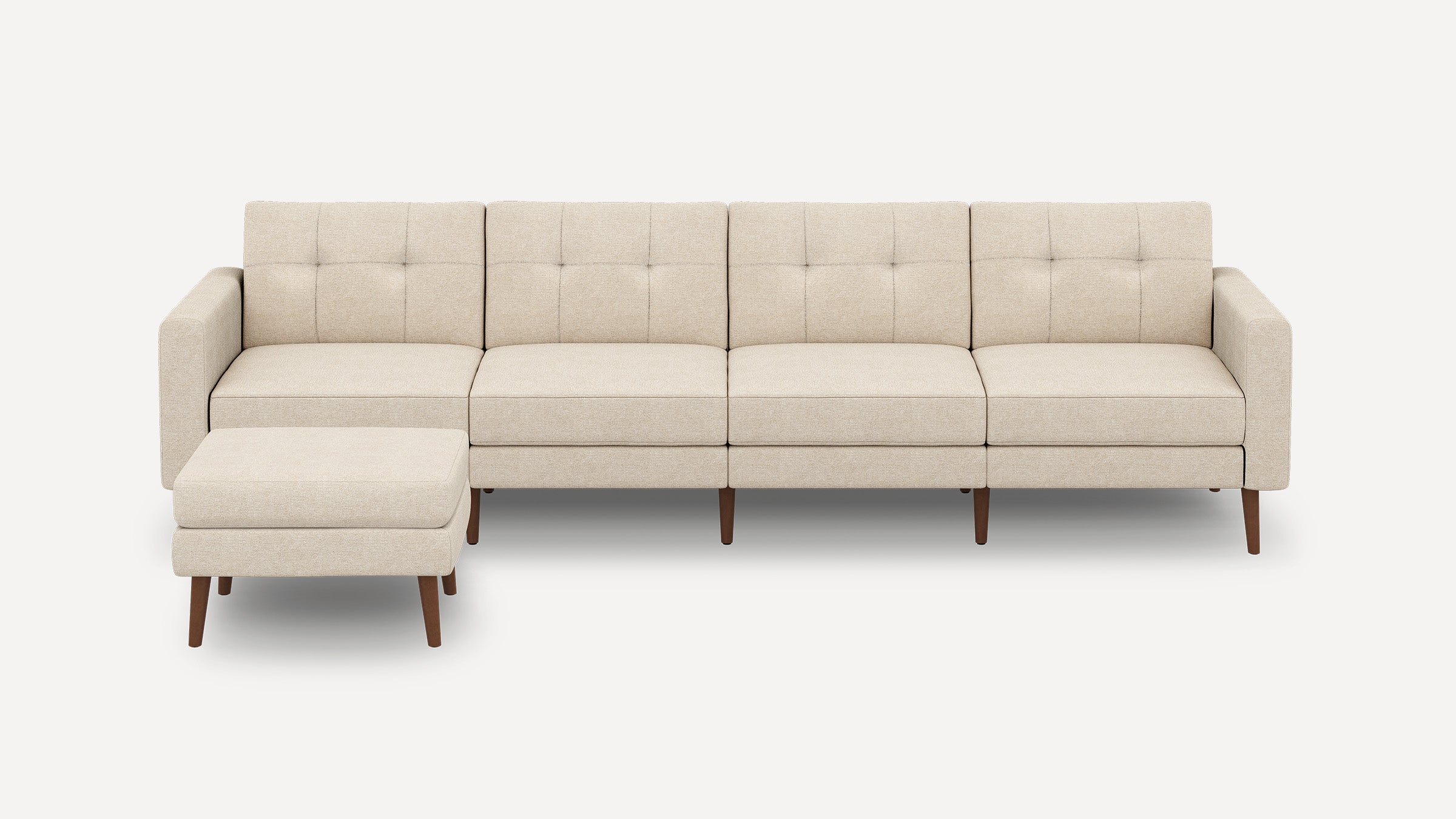 Nomad Plus King Sofa with Ottoman - Georgia Clay - Performance Chenille / Walnut - Wood / Block Arm