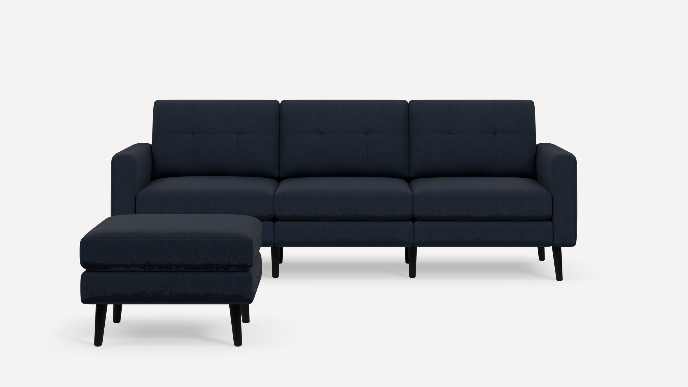 Nomad Plus Sofa with Ottoman - Navy Blue - Performance Flatweave / Ebony - Wood / Block Arm
