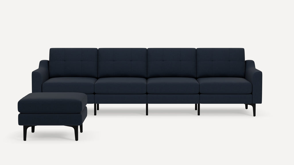 Nomad Plus King Sofa with Ottoman - Navy Blue - Performance Flatweave / Black - Metal / Slope Arm