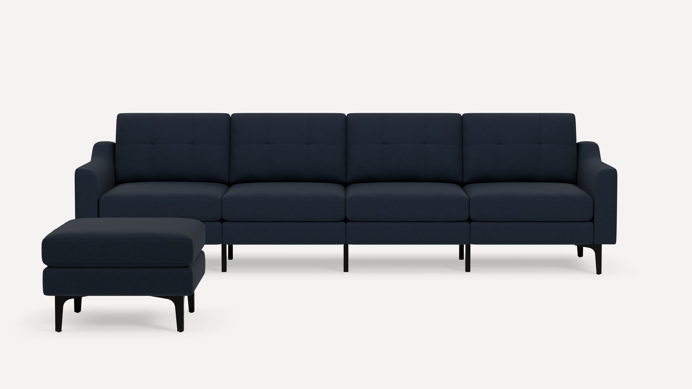 Nomad Plus King Sofa with Ottoman - Navy Blue - Performance Flatweave / Black - Metal / Slope Arm