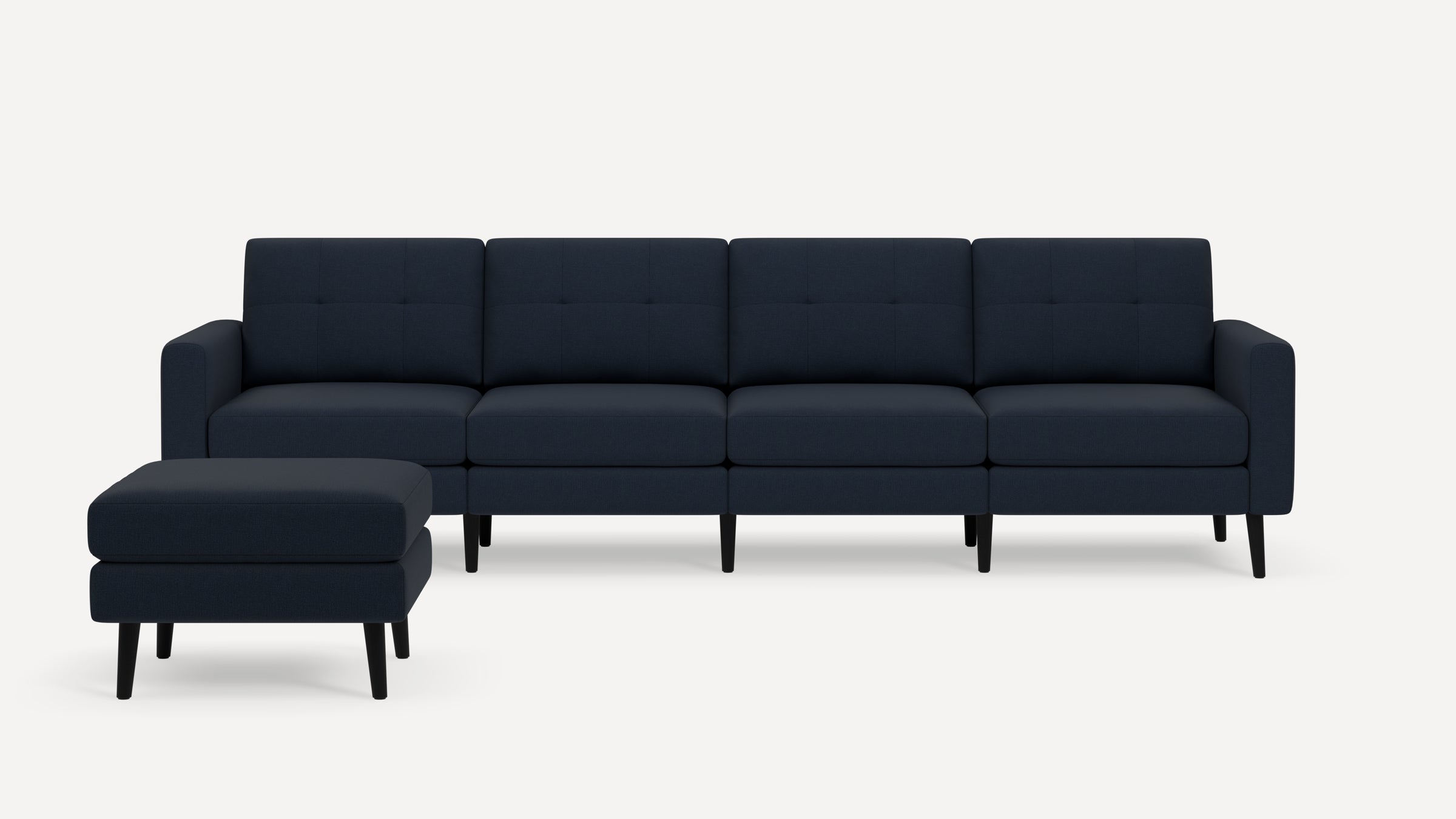 Nomad Plus King Sofa with Ottoman - Navy Blue - Performance Flatweave / Ebony - Wood / Block Arm