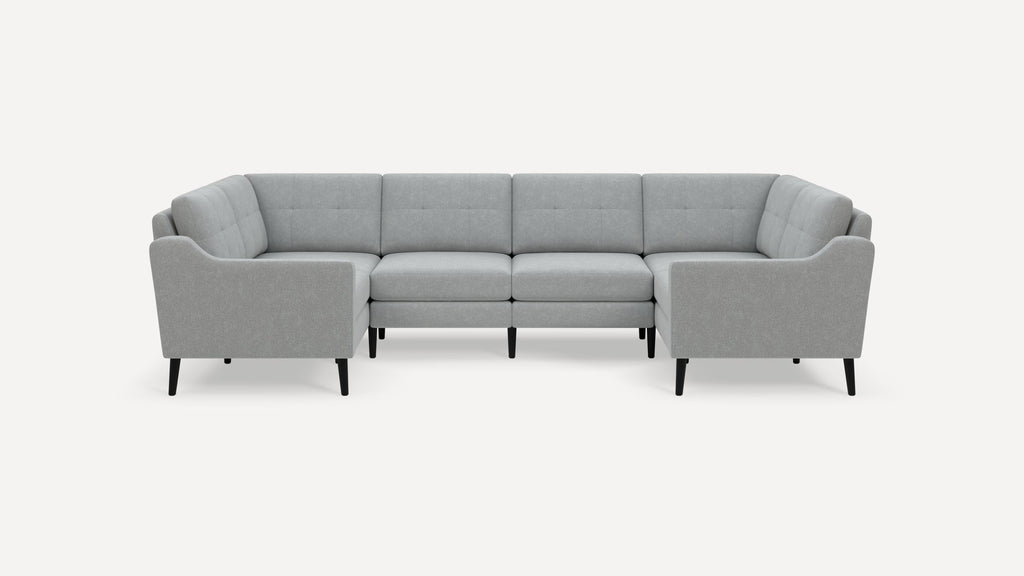 Nomad Plus 6-Seat U Sectional - Crushed Gravel - Performance Chenille / Ebony - Wood / Slope Arm