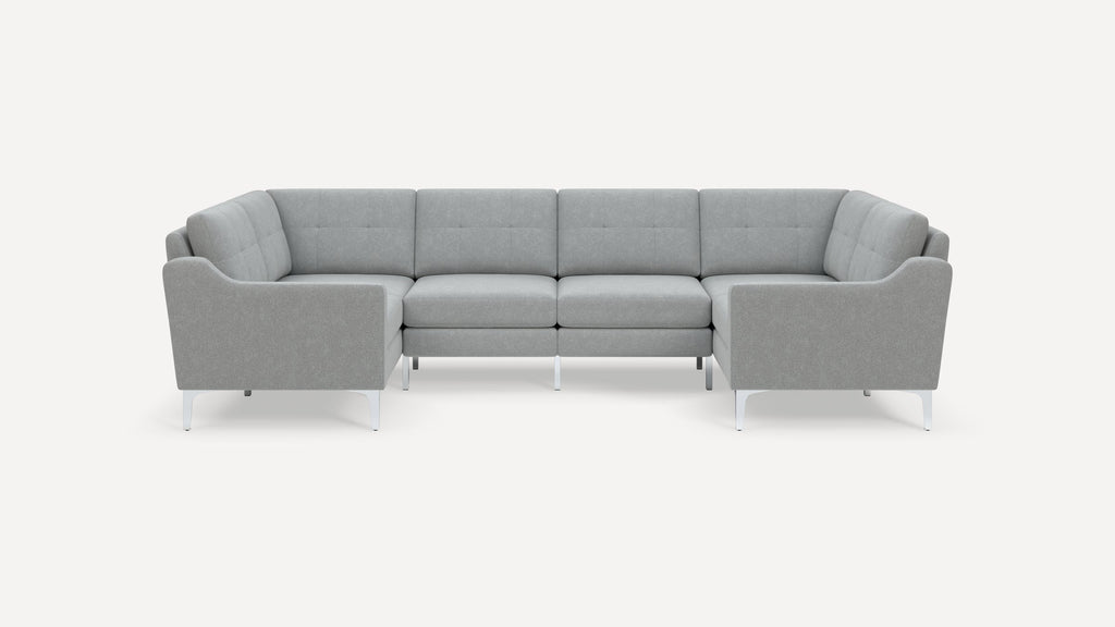 Nomad Plus 6-Seat U Sectional - Crushed Gravel - Performance Chenille / Chrome - Metal / Slope Arm