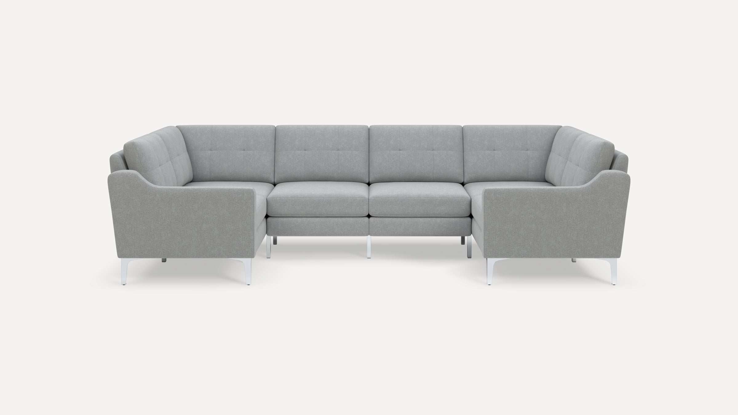 Nomad Plus 6-Seat U Sectional - Crushed Gravel - Performance Chenille / Chrome - Metal / Slope Arm