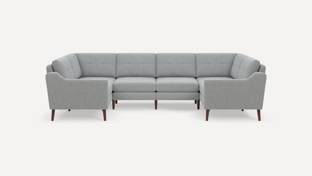 Nomad Plus 6-Seat U Sectional - Crushed Gravel - Performance Chenille / Walnut - Wood / Slope Arm