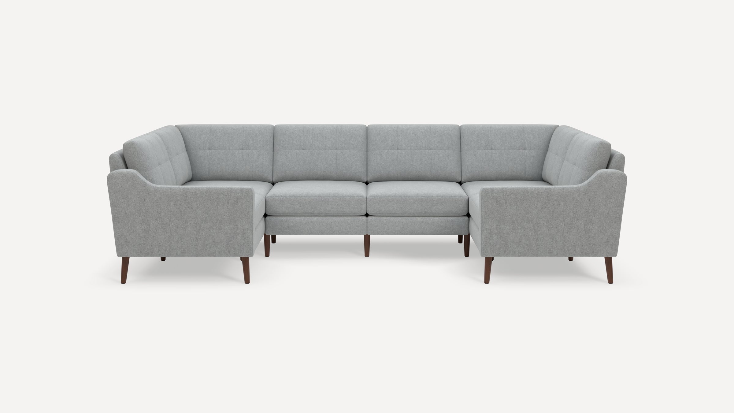 Nomad Plus 6-Seat U Sectional - Crushed Gravel - Performance Chenille / Walnut - Wood / Slope Arm