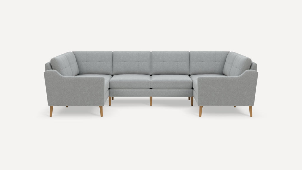 Nomad Plus 6-Seat U Sectional - Crushed Gravel - Performance Chenille / Oak - Wood / Slope Arm