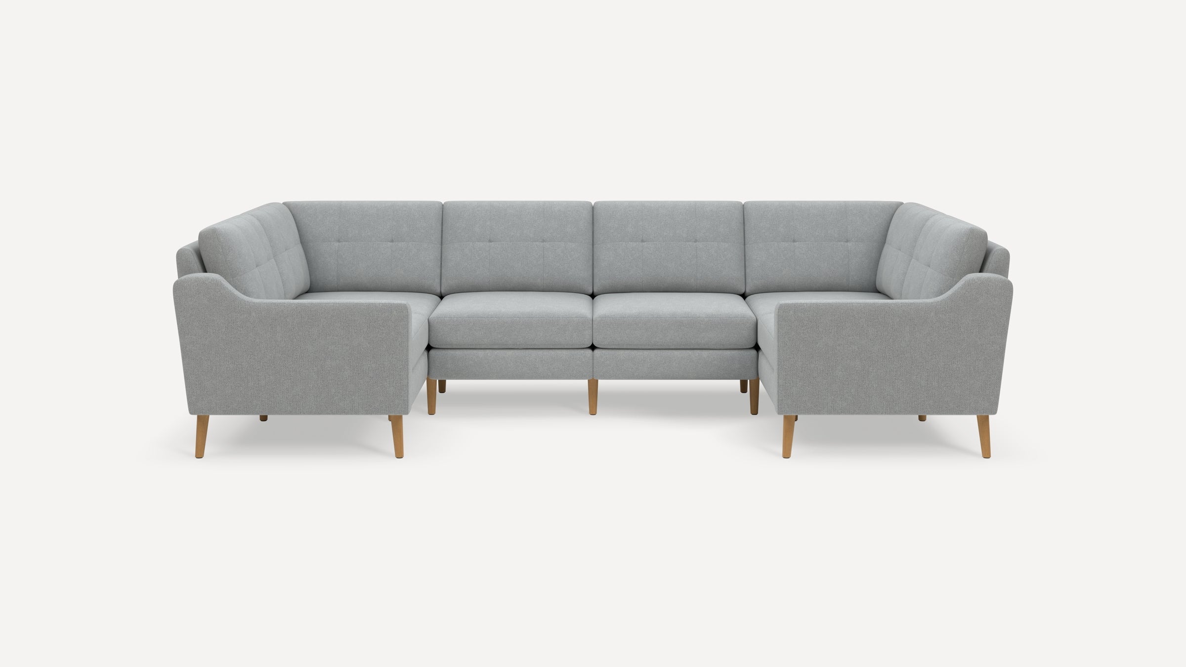 Nomad Plus 6-Seat U Sectional - Crushed Gravel - Performance Chenille / Oak - Wood / Slope Arm