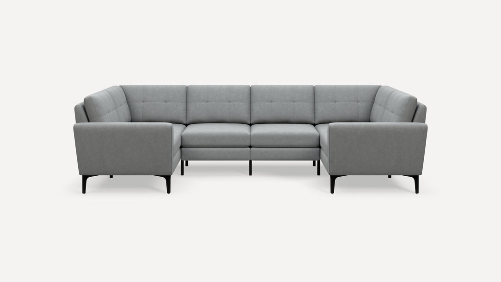 Nomad Plus 6-Seat U Sectional - Crushed Gravel - Performance Chenille / Black - Metal / Block Arm
