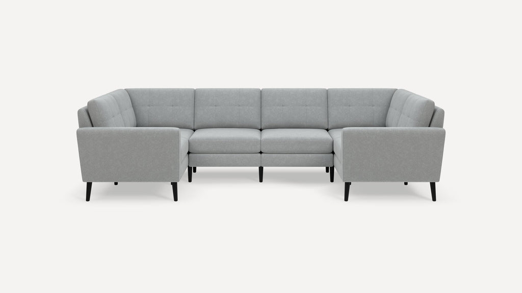 Nomad Plus 6-Seat U Sectional - Crushed Gravel - Performance Chenille / Ebony - Wood / Block Arm