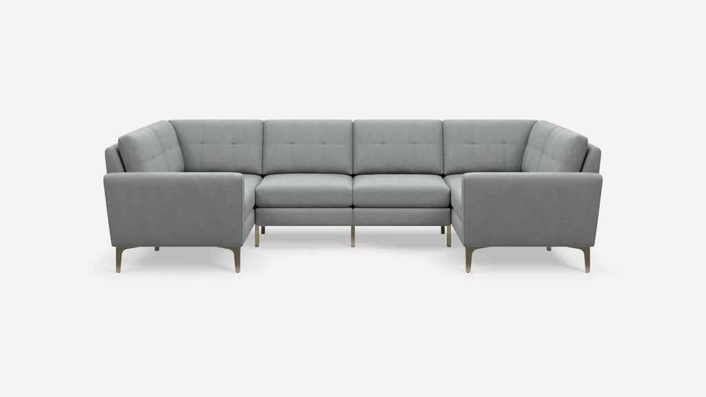 Nomad Plus 6-Seat U Sectional - Crushed Gravel - Performance Chenille / Brass - Metal / Block Arm