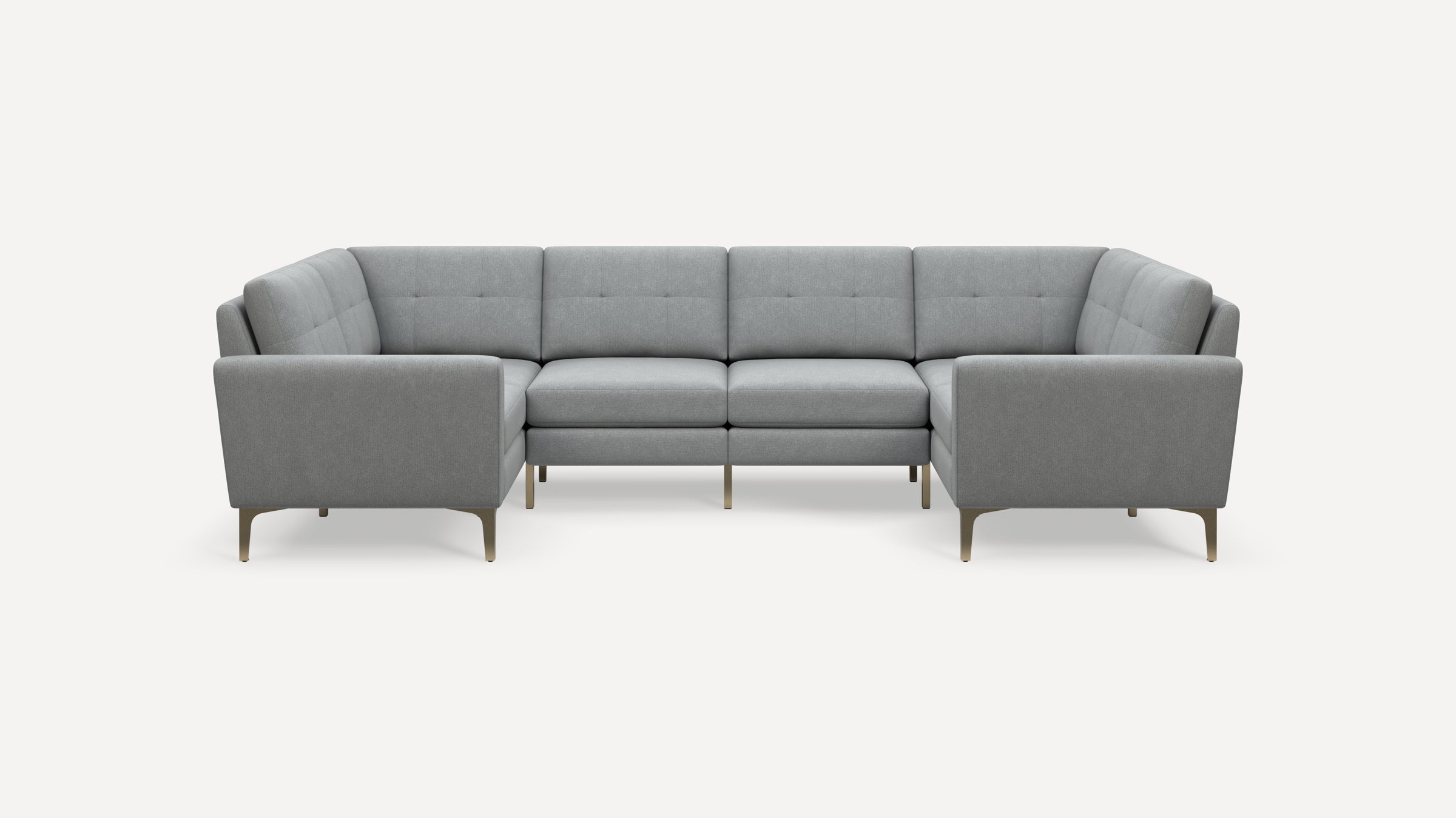 Nomad Plus 6-Seat U Sectional - Crushed Gravel - Performance Chenille / Brass - Metal / Block Arm