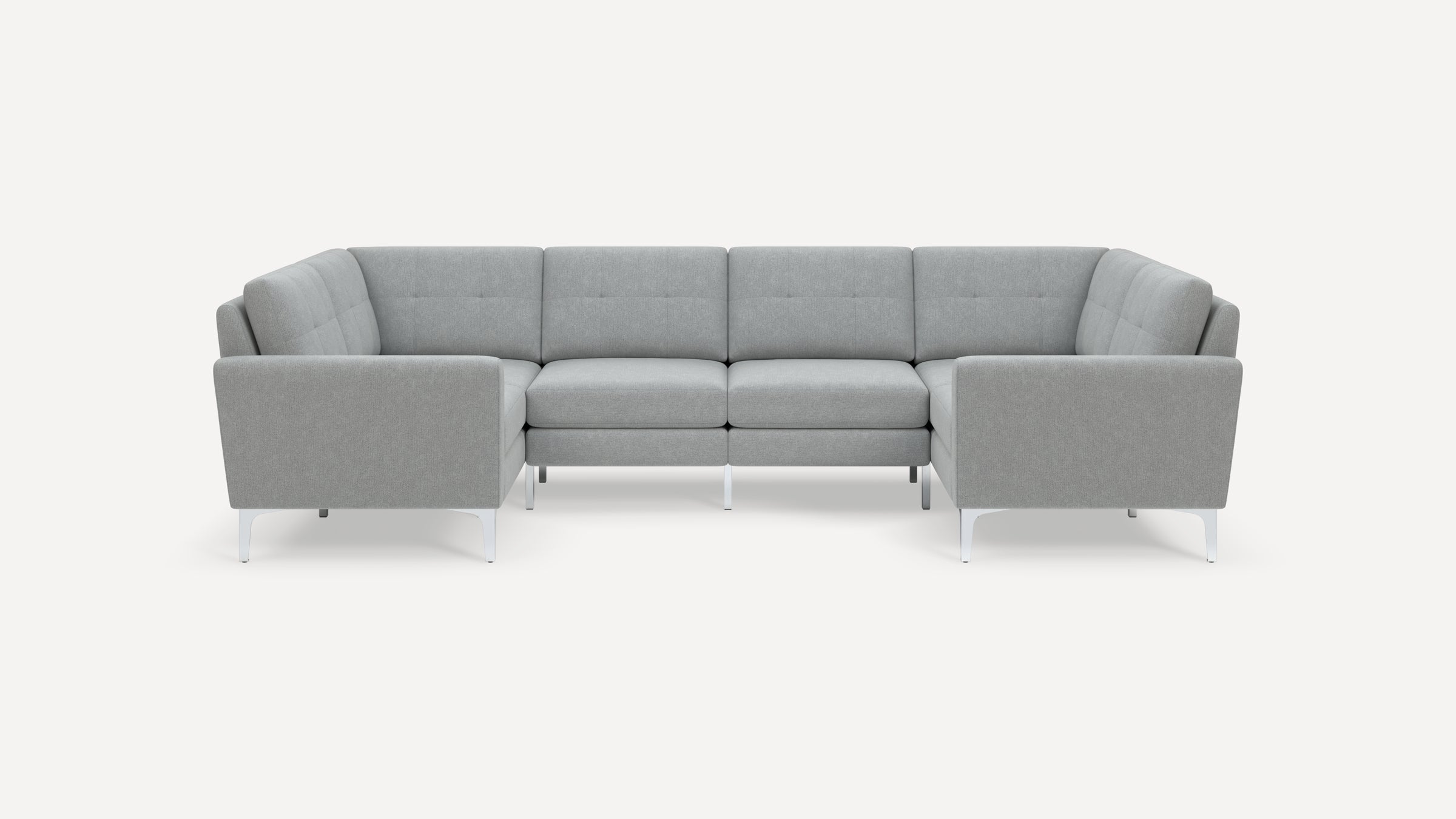 Nomad Plus 6-Seat U Sectional - Crushed Gravel - Performance Chenille / Chrome - Metal / Block Arm