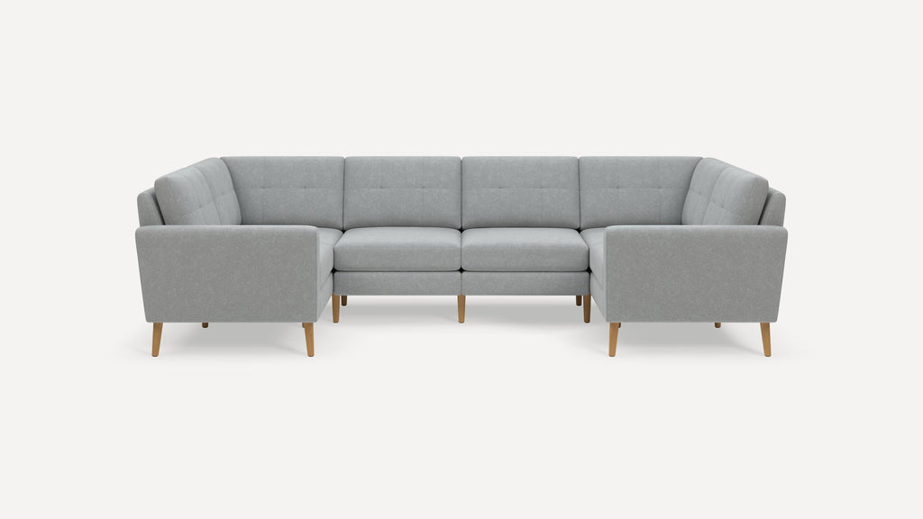 Nomad Plus 6-Seat U Sectional - Crushed Gravel - Performance Chenille / Oak - Wood / Block Arm