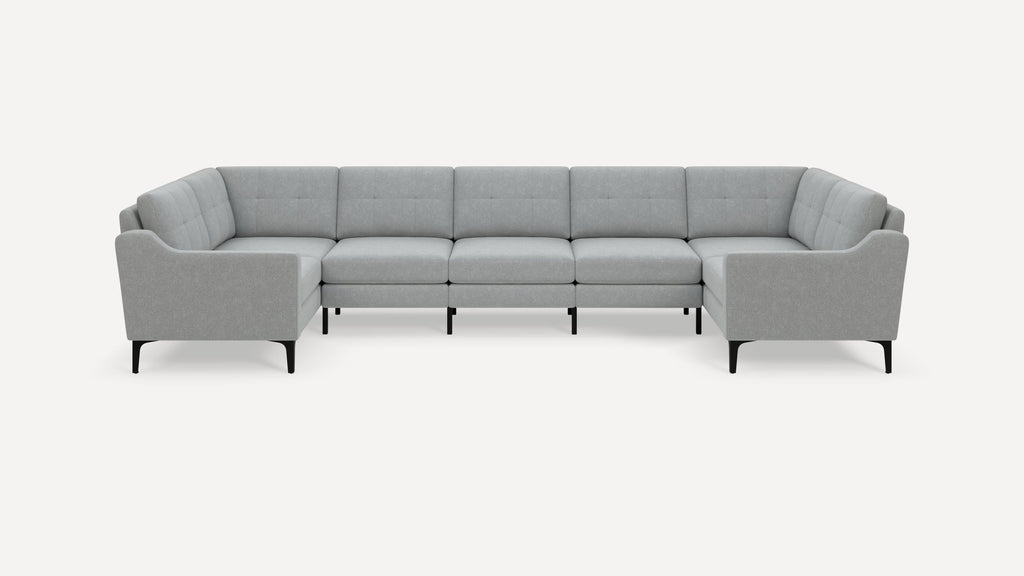 Nomad Plus 7-Seat U Sectional - Crushed Gravel - Performance Chenille / Black - Metal / Slope Arm