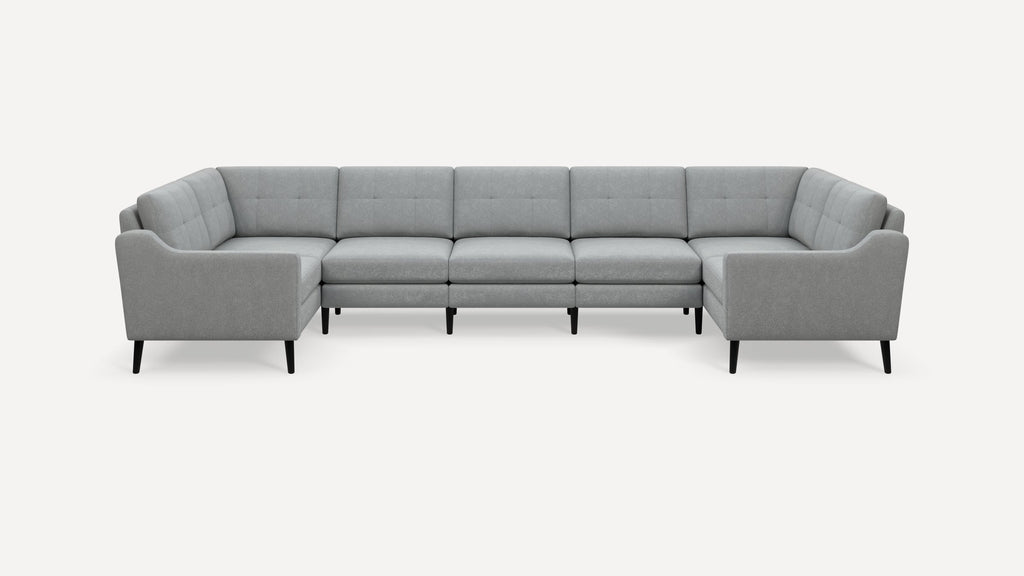 Nomad Plus 7-Seat U Sectional - Crushed Gravel - Performance Chenille / Ebony - Wood / Slope Arm