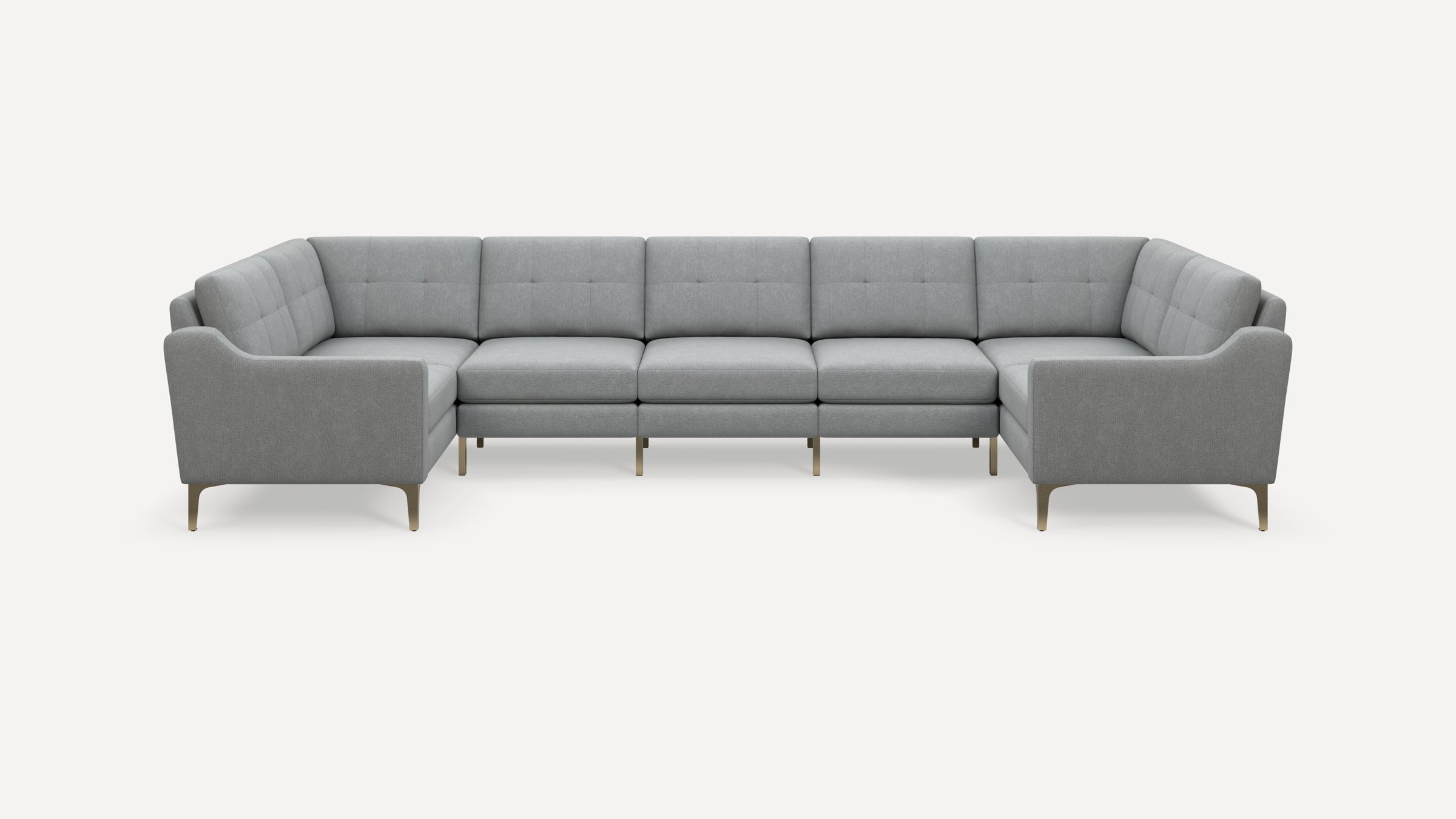 Nomad Plus 7-Seat U Sectional - Crushed Gravel - Performance Chenille / Brass - Metal / Slope Arm