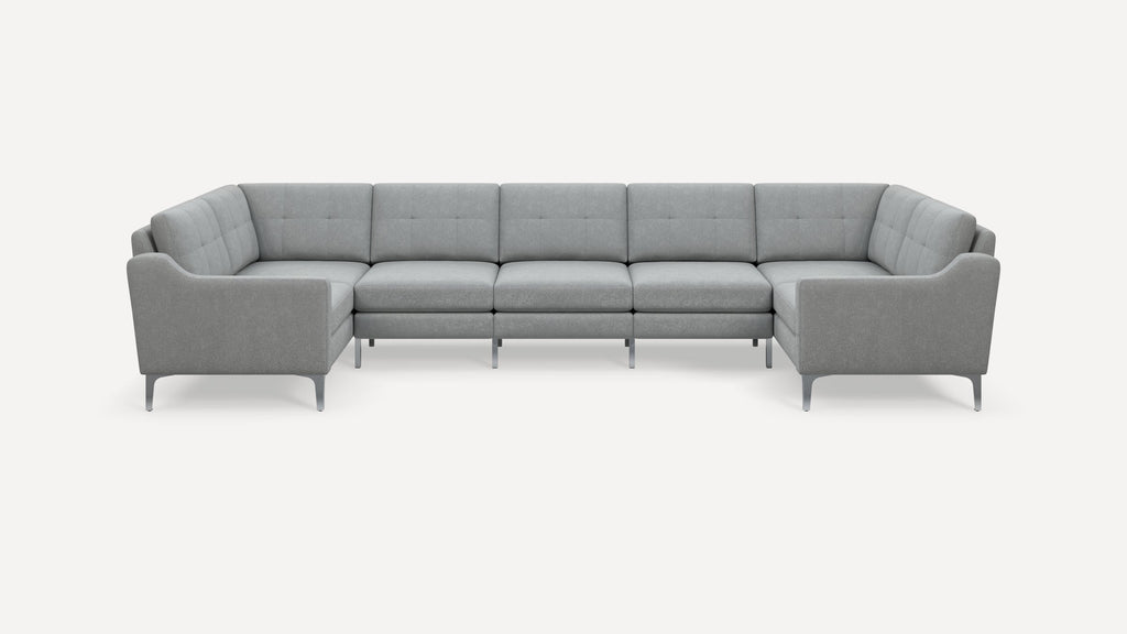 Nomad Plus 7-Seat U Sectional - Crushed Gravel - Performance Chenille / Chrome - Metal / Slope Arm