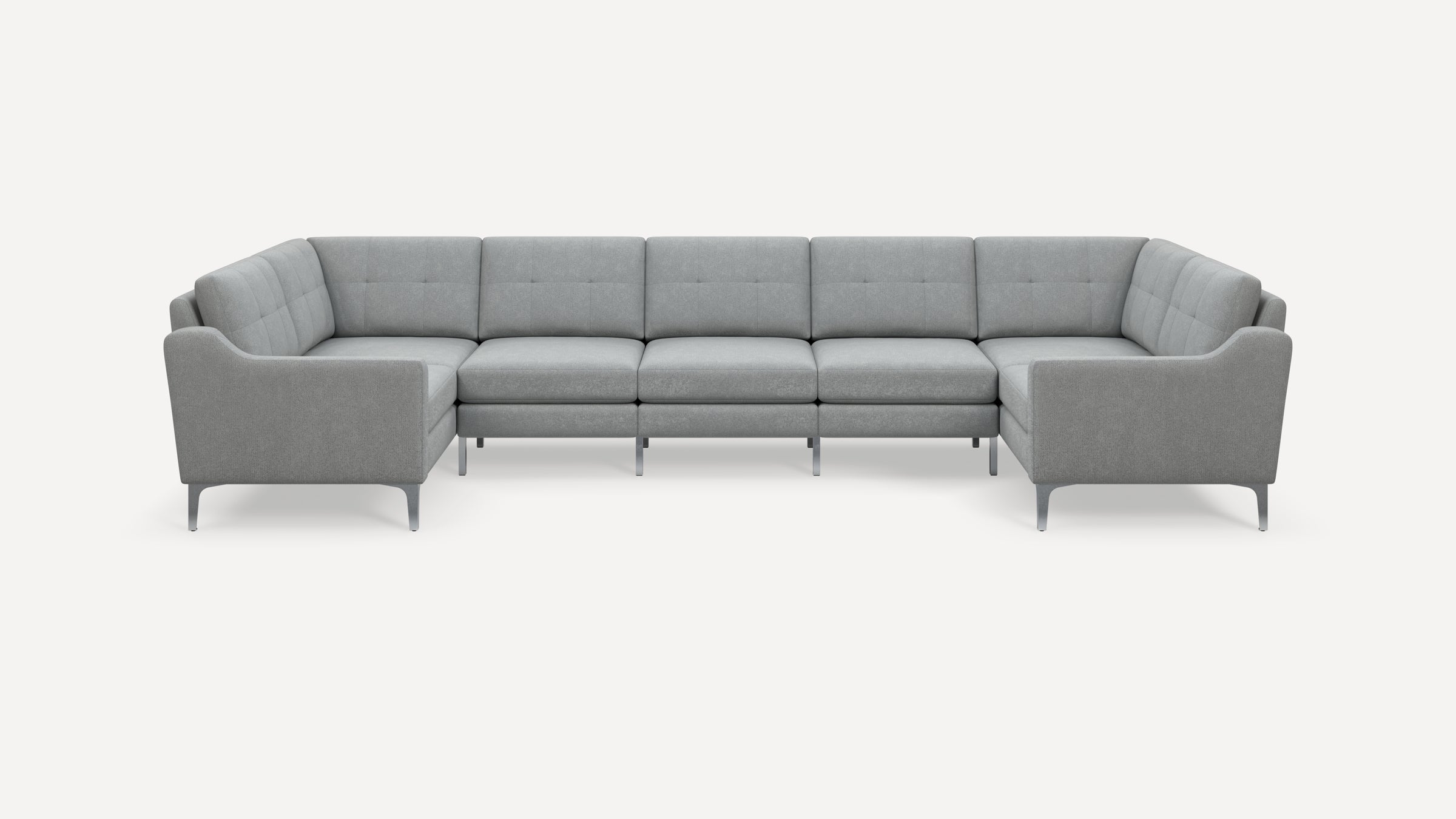 Nomad Plus 7-Seat U Sectional - Crushed Gravel - Performance Chenille / Chrome - Metal / Slope Arm