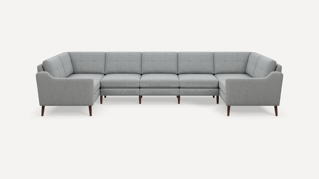 Nomad Plus 7-Seat U Sectional - Crushed Gravel - Performance Chenille / Walnut - Wood / Slope Arm