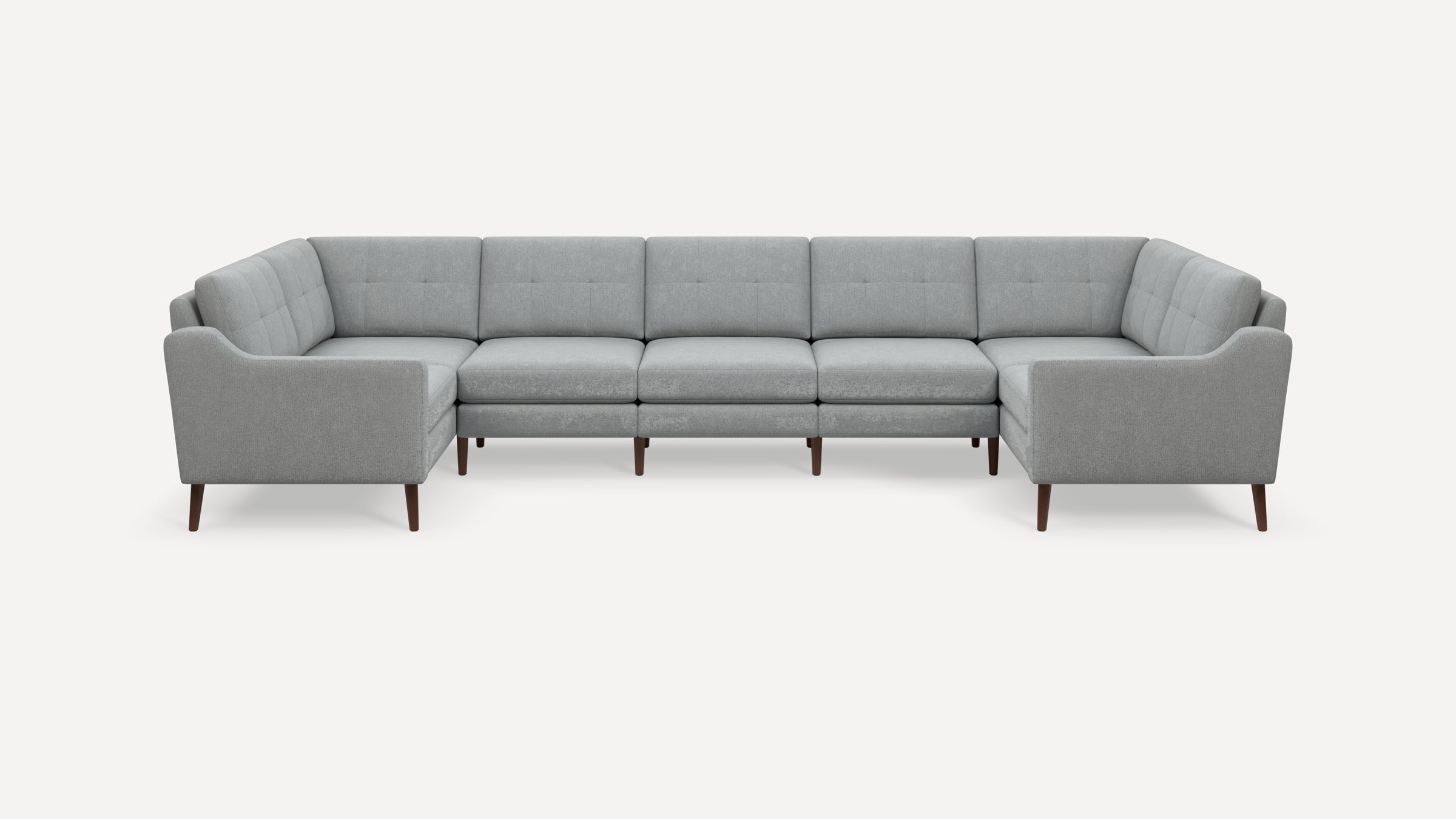 Nomad Plus 7-Seat U Sectional - Crushed Gravel - Performance Chenille / Walnut - Wood / Slope Arm
