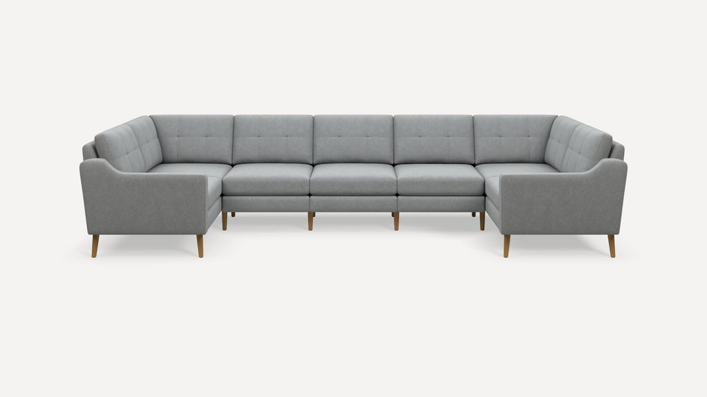 Nomad Plus 7-Seat U Sectional - Crushed Gravel - Performance Chenille / Oak - Wood / Slope Arm