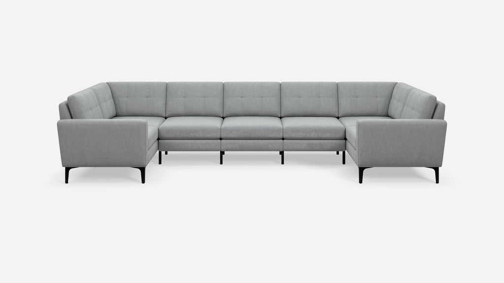 Nomad Plus 7-Seat U Sectional - Crushed Gravel - Performance Chenille / Black - Metal / Block Arm