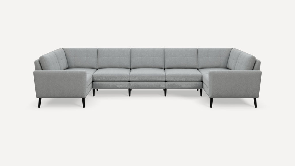 Nomad Plus 7-Seat U Sectional - Crushed Gravel - Performance Chenille / Ebony - Wood / Block Arm