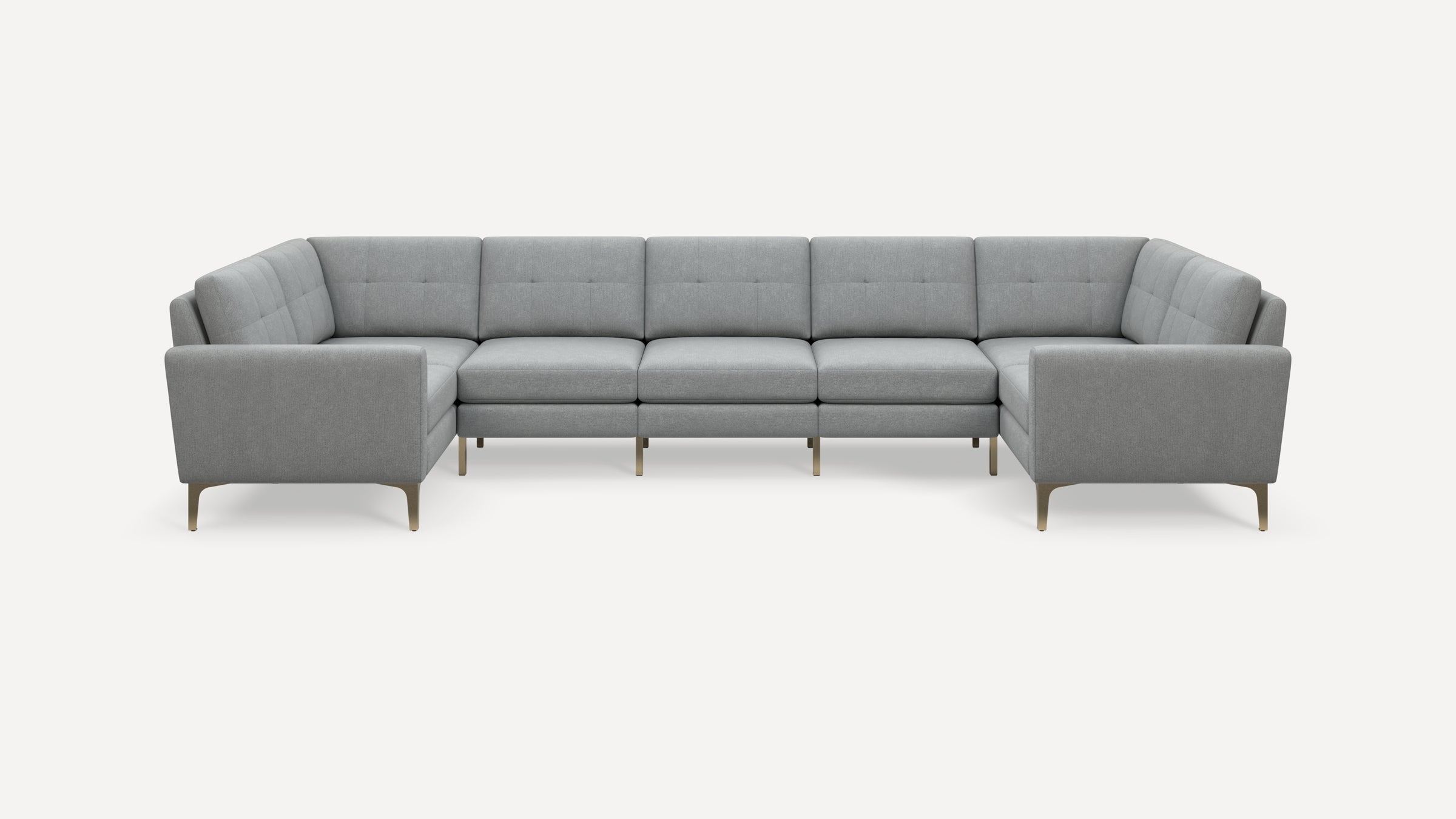 Nomad Plus 7-Seat U Sectional - Crushed Gravel - Performance Chenille / Brass - Metal / Block Arm