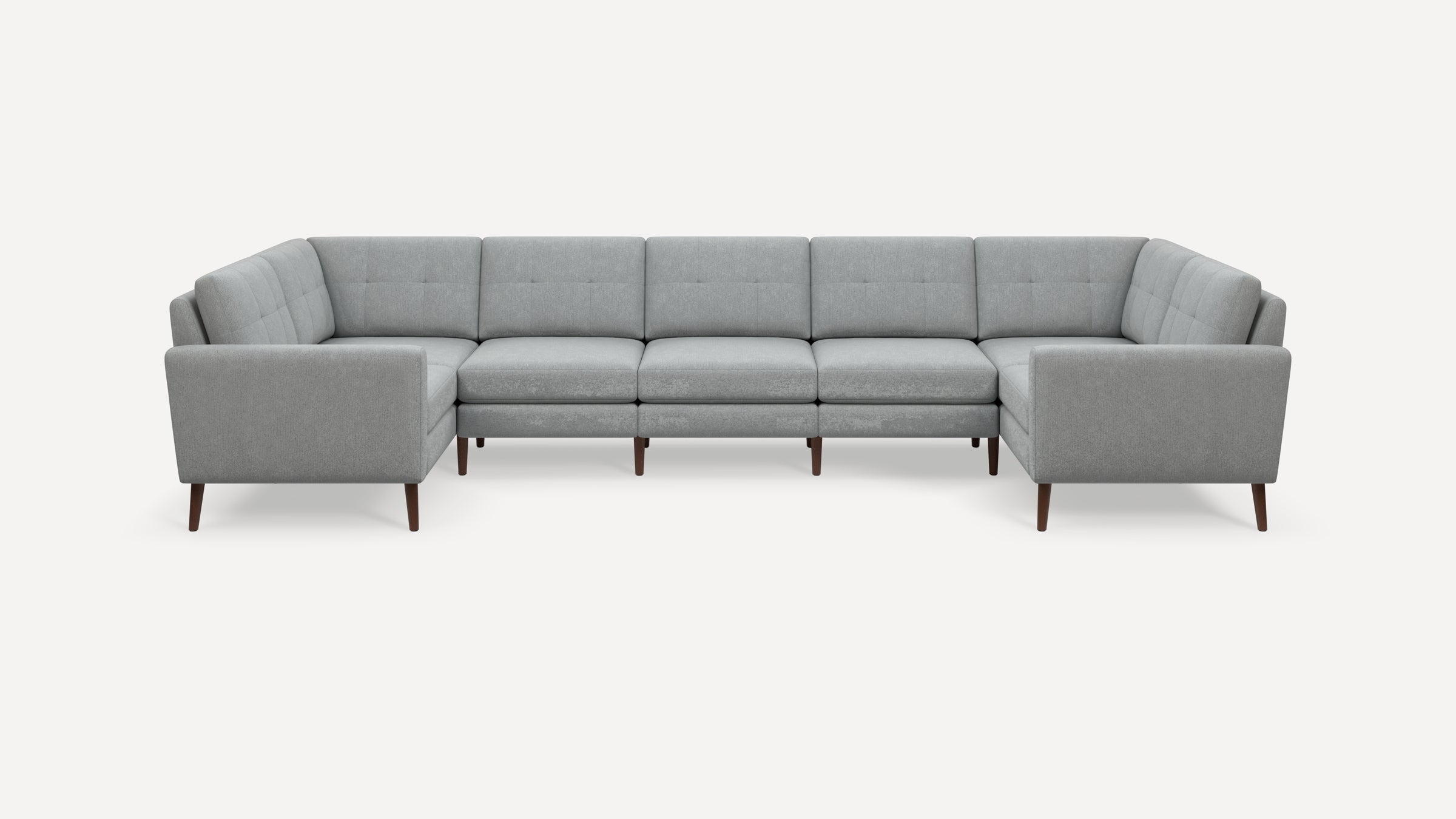 Nomad Plus 7-Seat U Sectional - Crushed Gravel - Performance Chenille / Walnut - Wood / Block Arm
