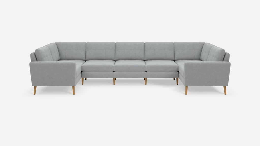 Nomad Plus 7-Seat U Sectional - Crushed Gravel - Performance Chenille / Oak - Wood / Block Arm