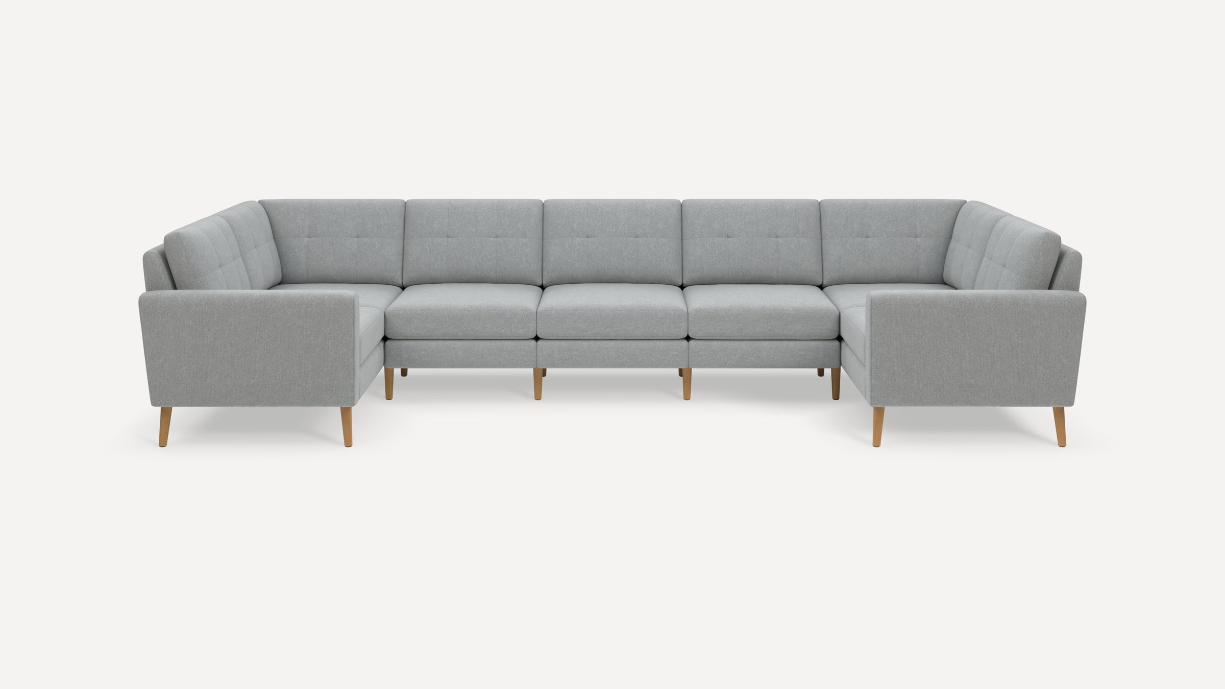 Nomad Plus 7-Seat U Sectional - Crushed Gravel - Performance Chenille / Oak - Wood / Block Arm