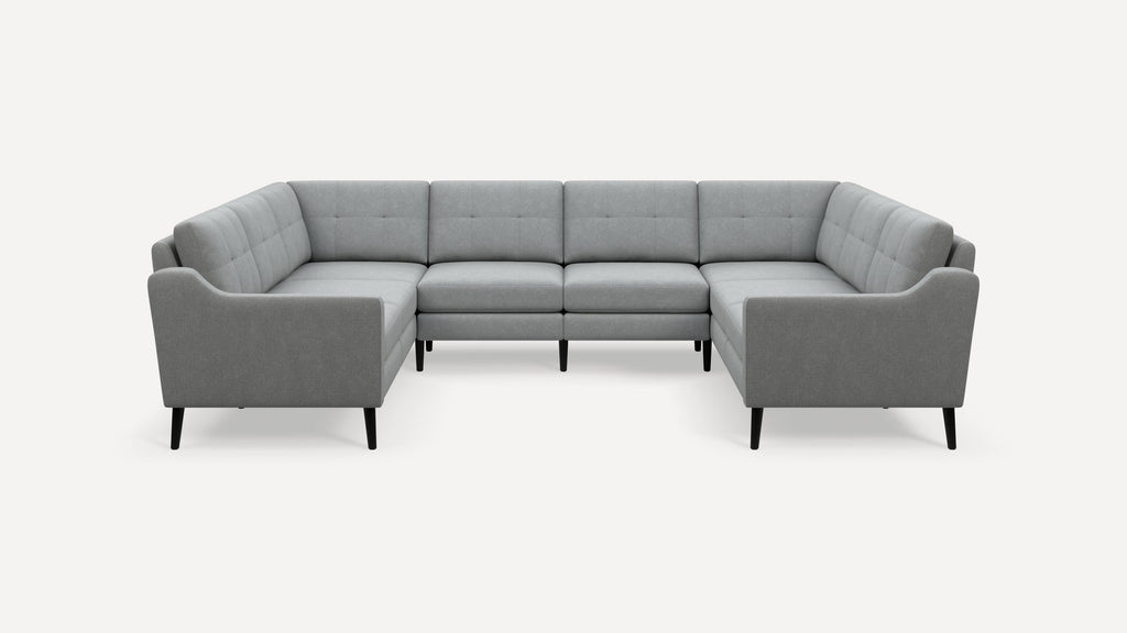 Nomad Plus 8-Seat U Sectional - Crushed Gravel - Performance Chenille / Ebony - Wood / Slope Arm