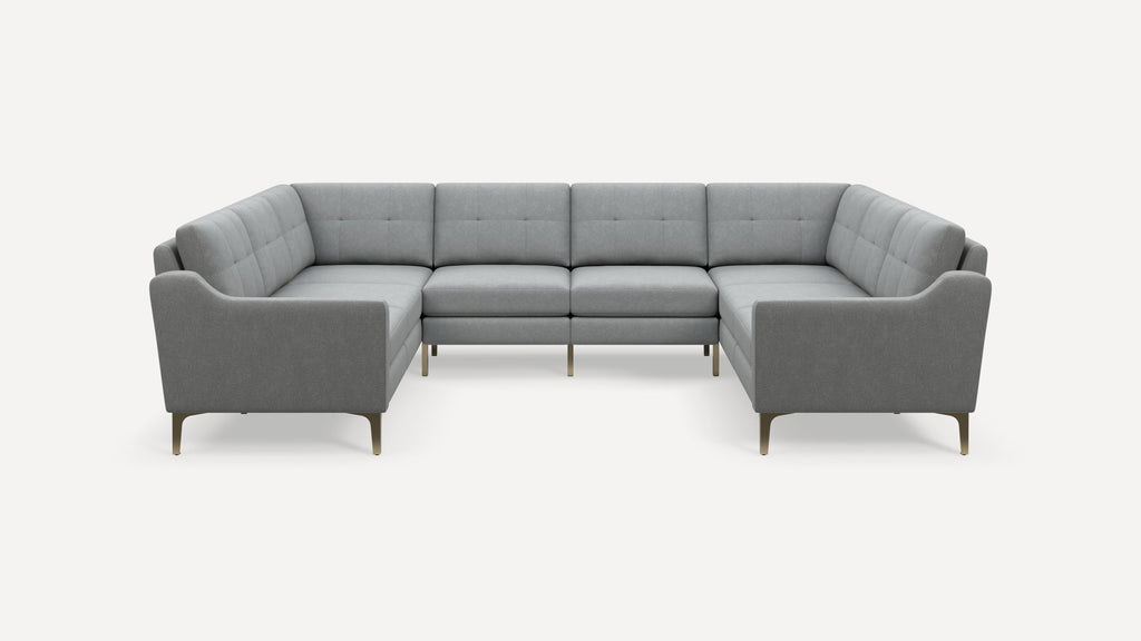 Nomad Plus 8-Seat U Sectional - Crushed Gravel - Performance Chenille / Brass - Metal / Slope Arm